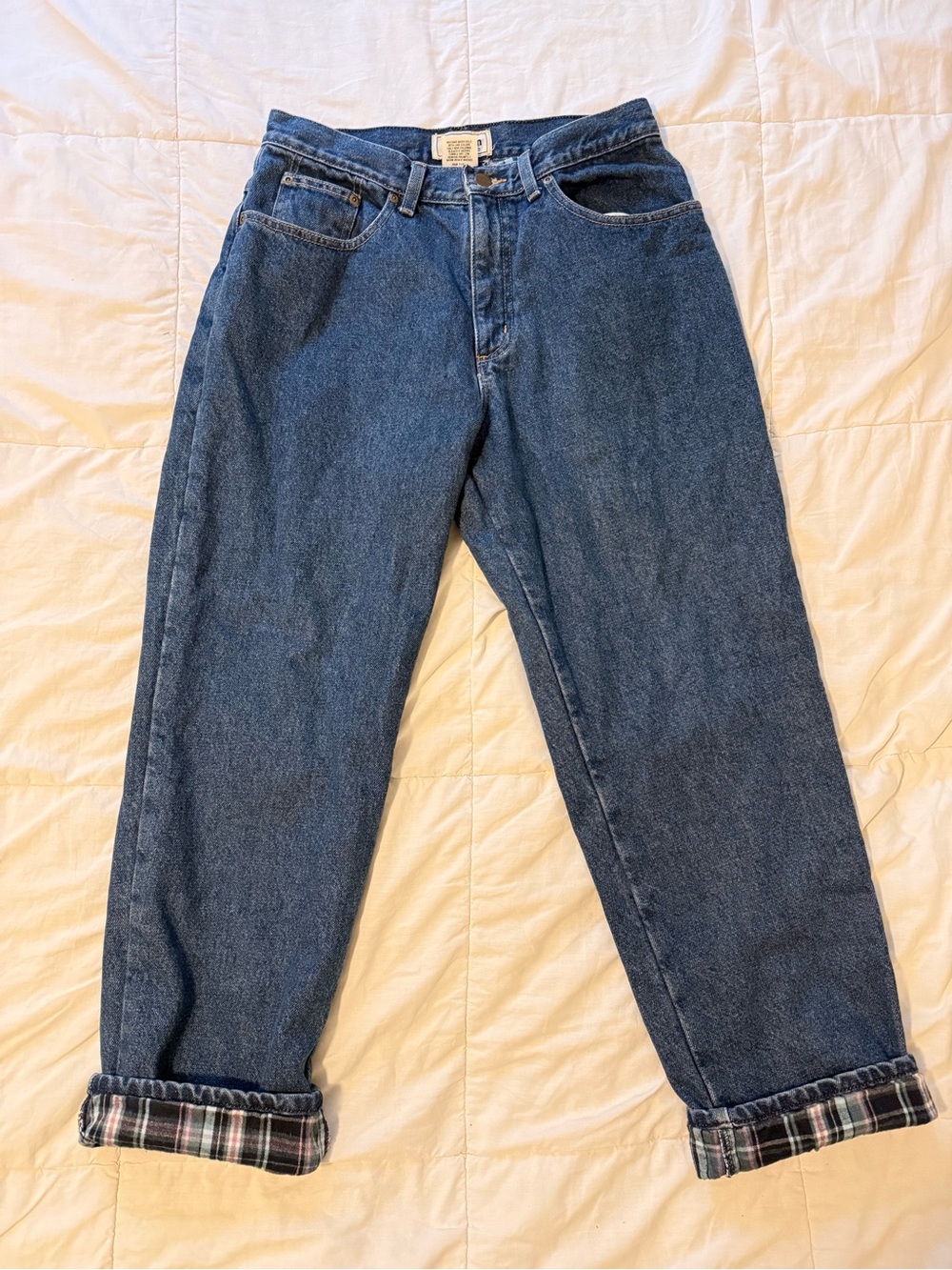 90s L.L. Bean Relaxed Fit Blue Flannel Lined Denim Jeans